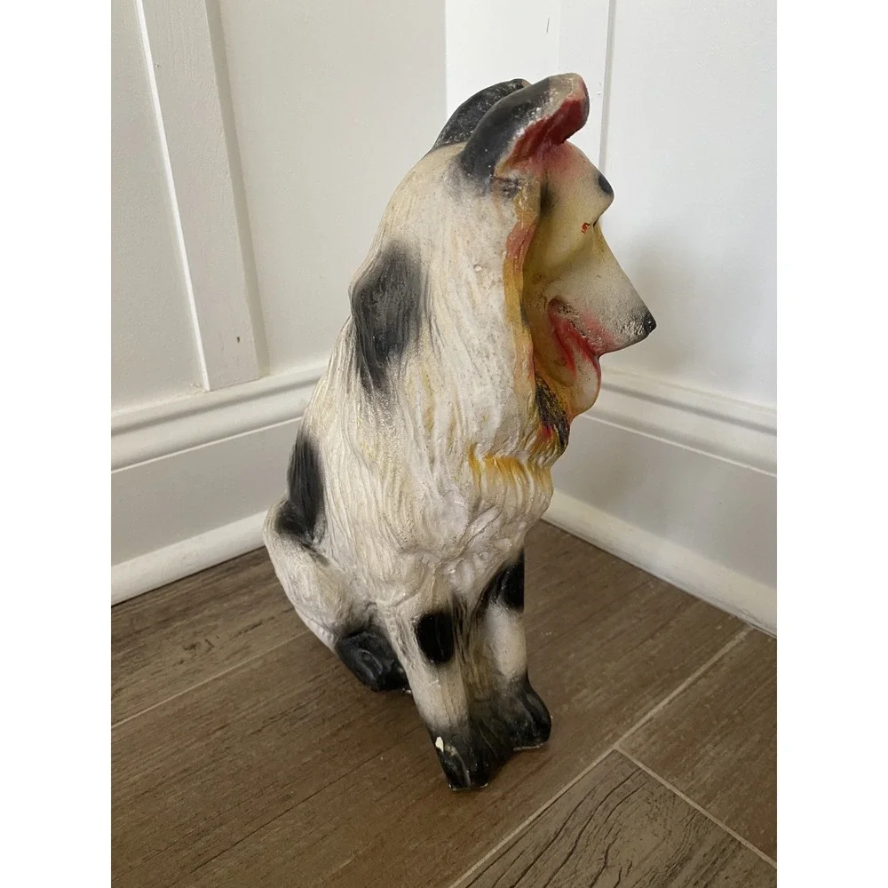 Vtg Chalkware Collie Bank Dog Statue Carnival Fair Prize 11.5
